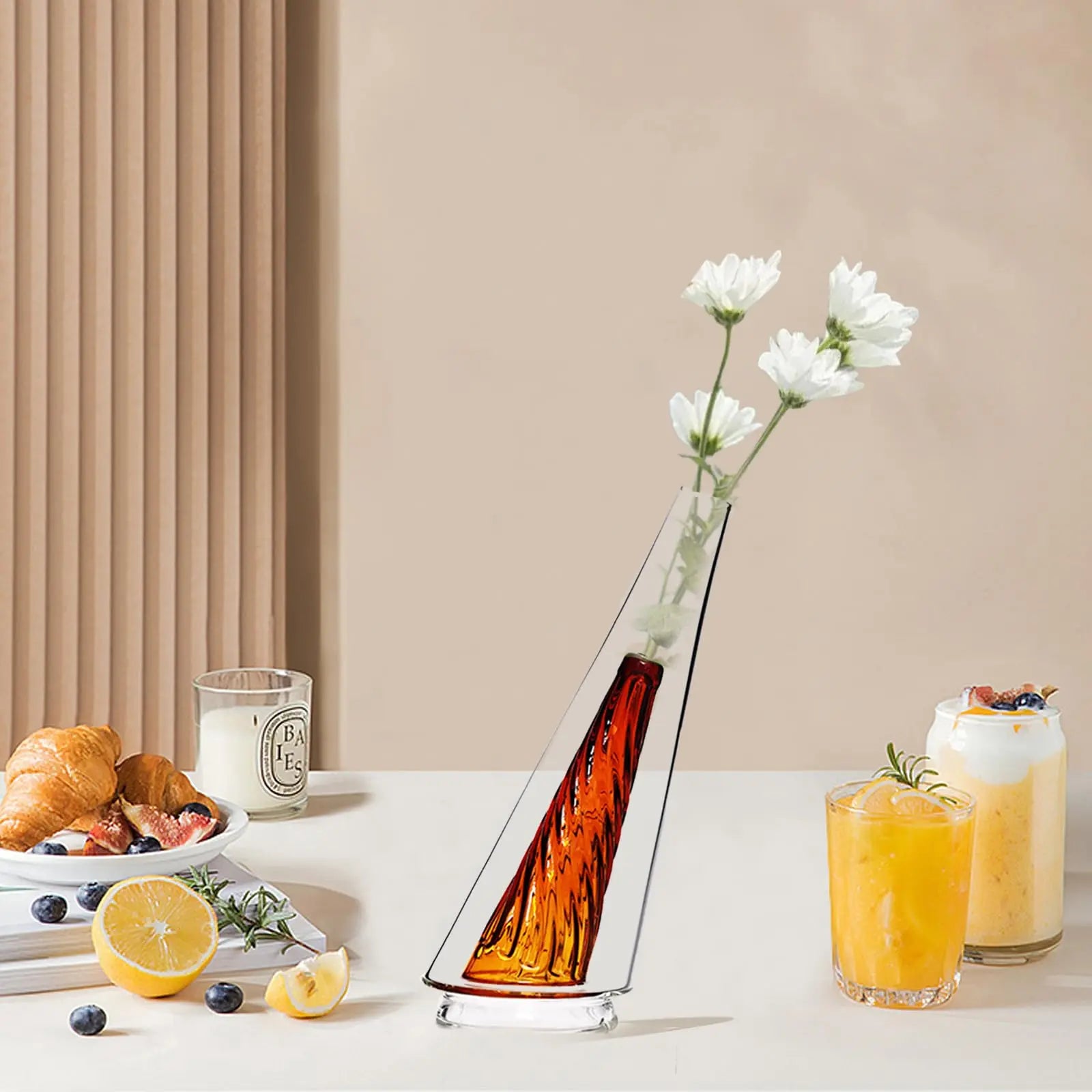 Colored Crystal Vase Home Glass Decorations Mini Glass Vase Desk Ornament For Flowers