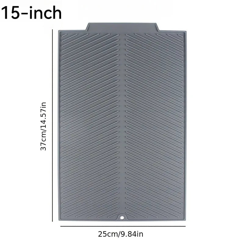 S/M/LSilicone Draining Board Mat Drying Pad Folding Heat  Machine Mat with Raised Edges Countertop Mats Dish for Kitchen Pot Cup