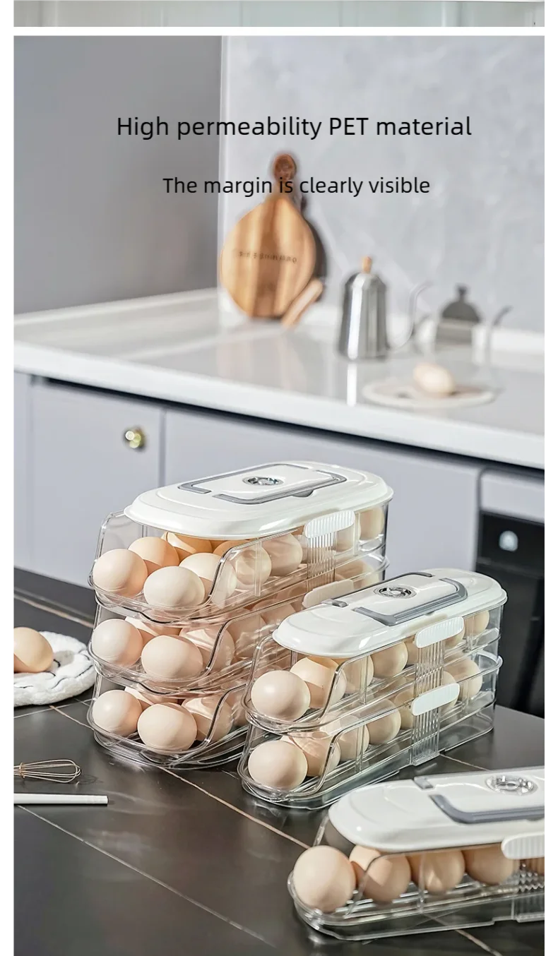 Multi layer combination automatic rolling egg box, refrigerator storage box dedicated side door egg tray,  refrigerator egg rack