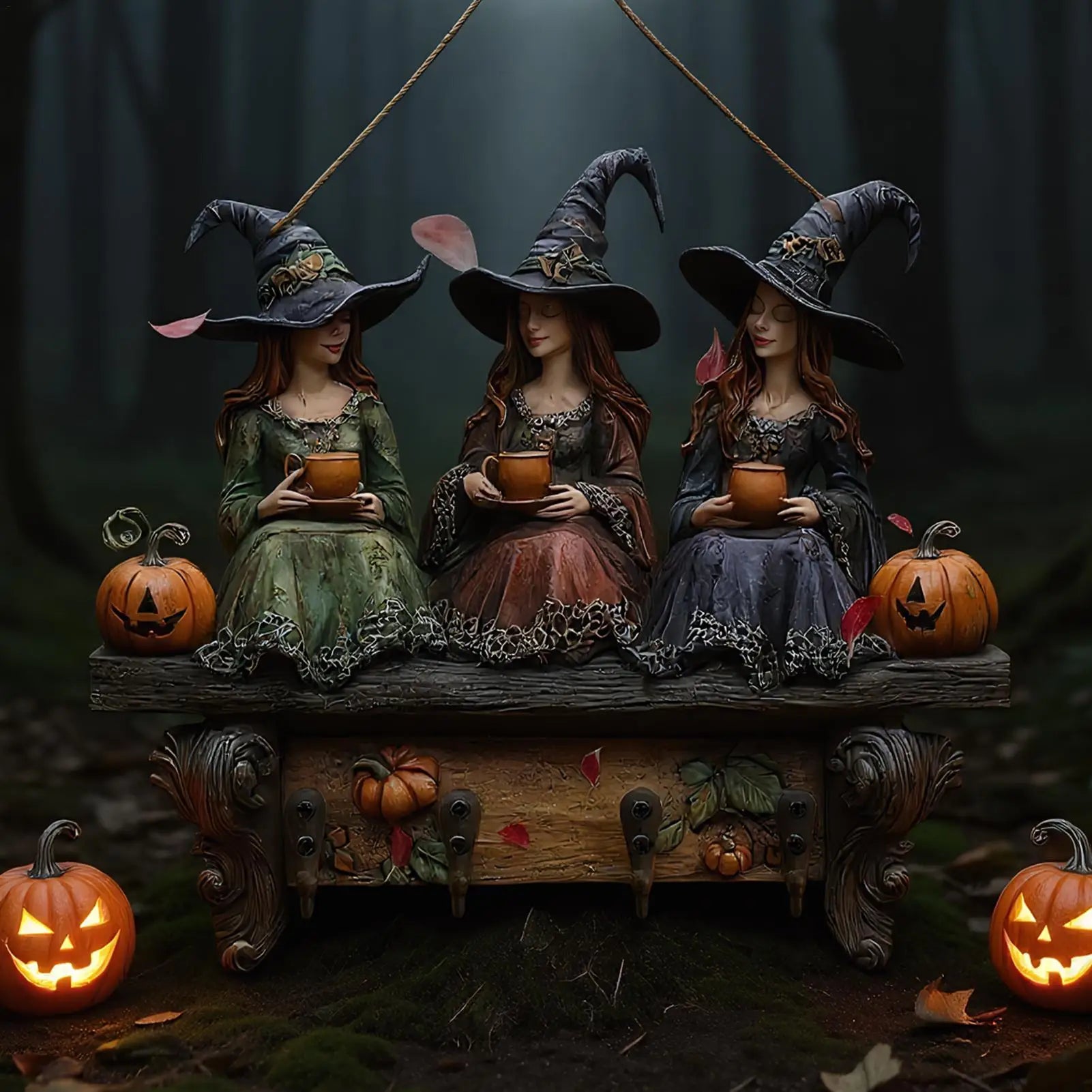 Creative Halloween witch keychain Retro Wall Mounting Keys Holder Jack Zinc Alloy Key Organizer Music Key Storage Frame