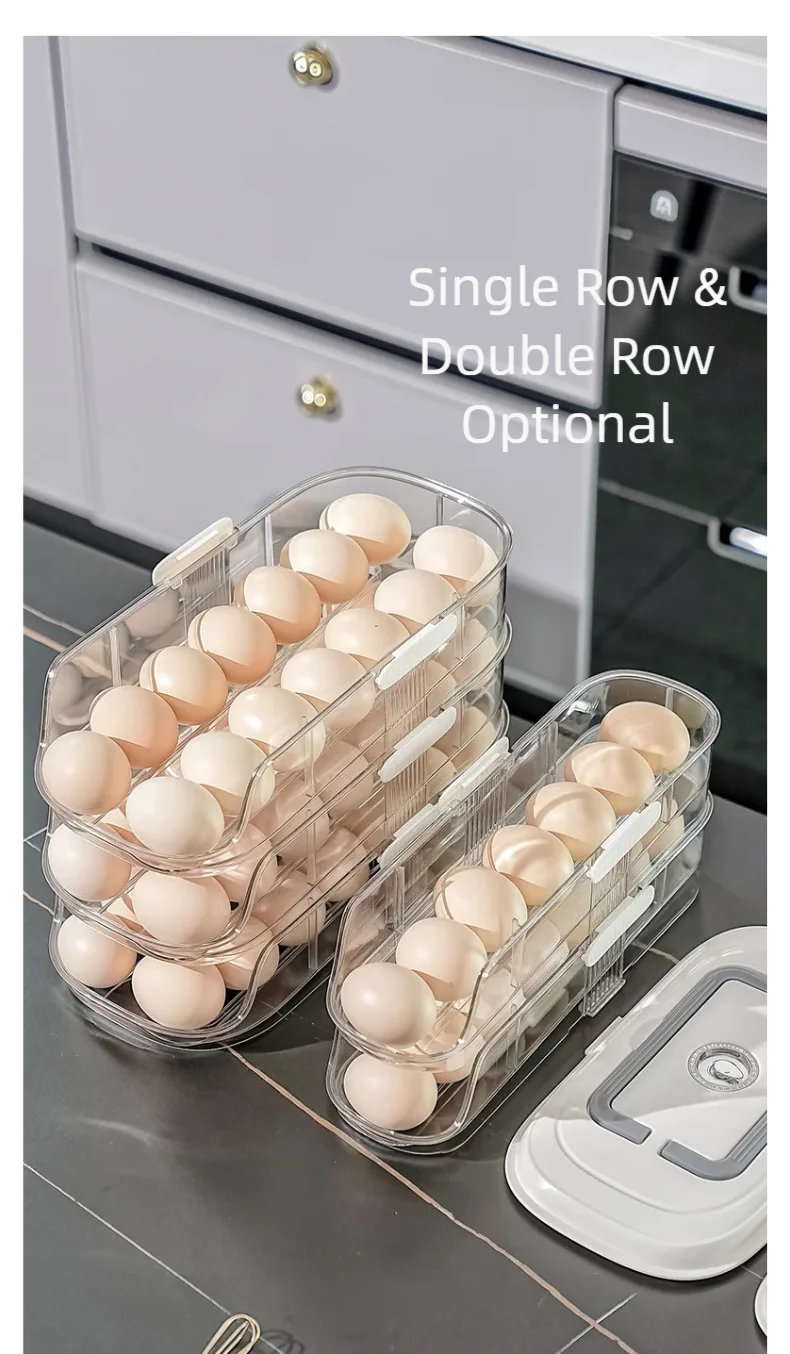 Multi layer combination automatic rolling egg box, refrigerator storage box dedicated side door egg tray,  refrigerator egg rack