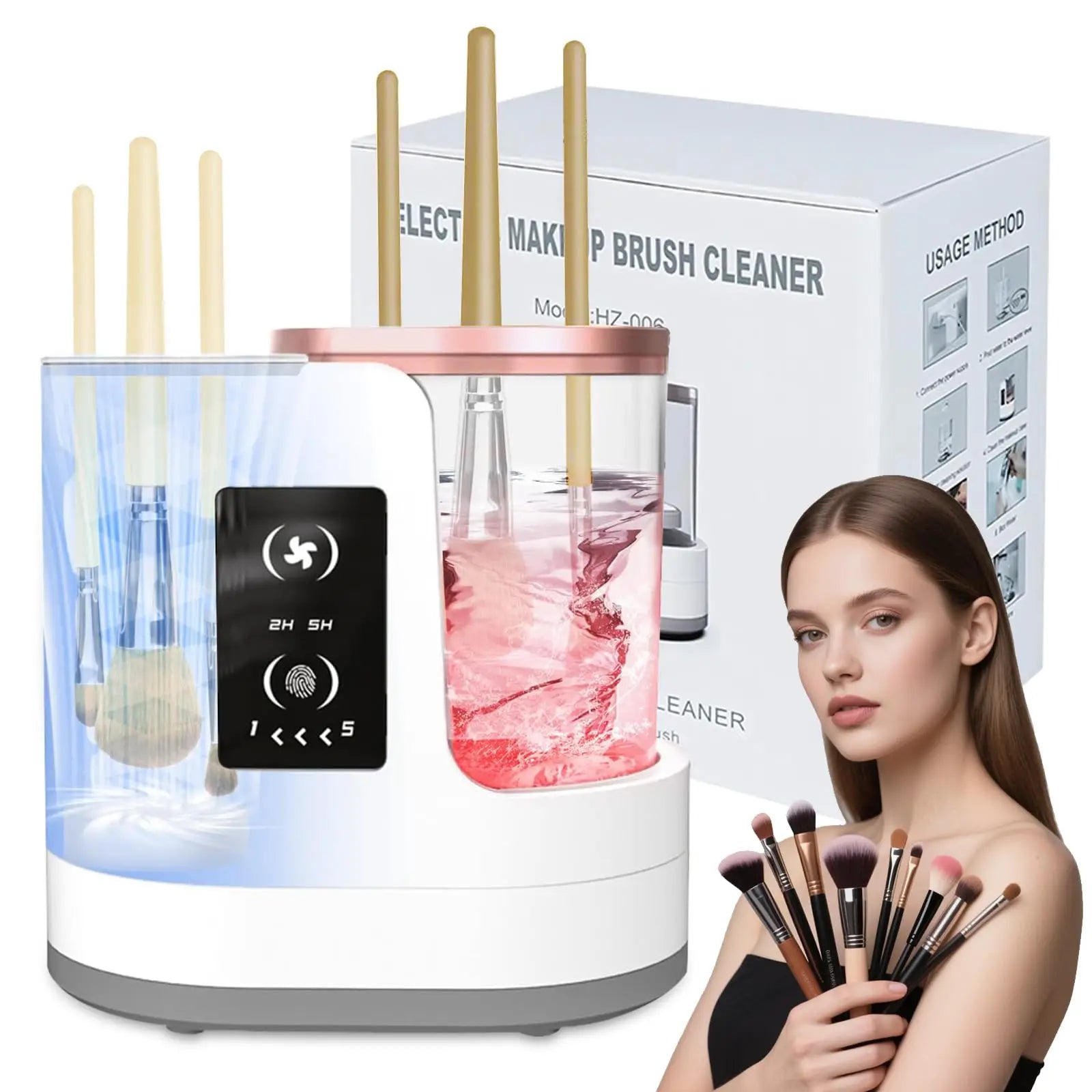 3-in-1 Electric Makeup Brush Cleaner with Dryer & Stand | Automatic USB-Powered Tool for All Brush Sizes Portable Fast-Drying