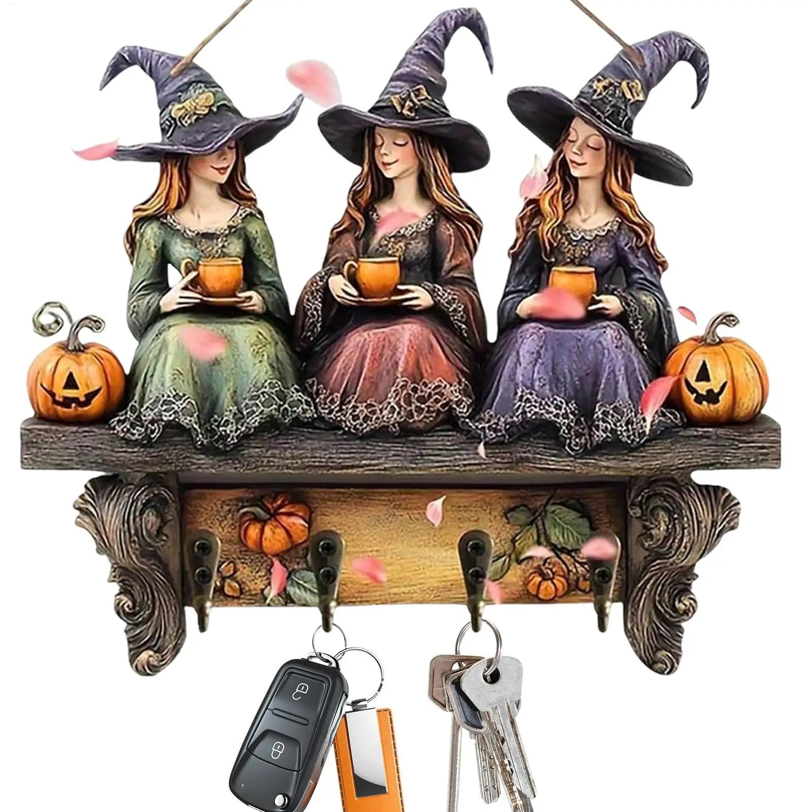 Creative Halloween witch keychain Retro Wall Mounting Keys Holder Jack Zinc Alloy Key Organizer Music Key Storage Frame