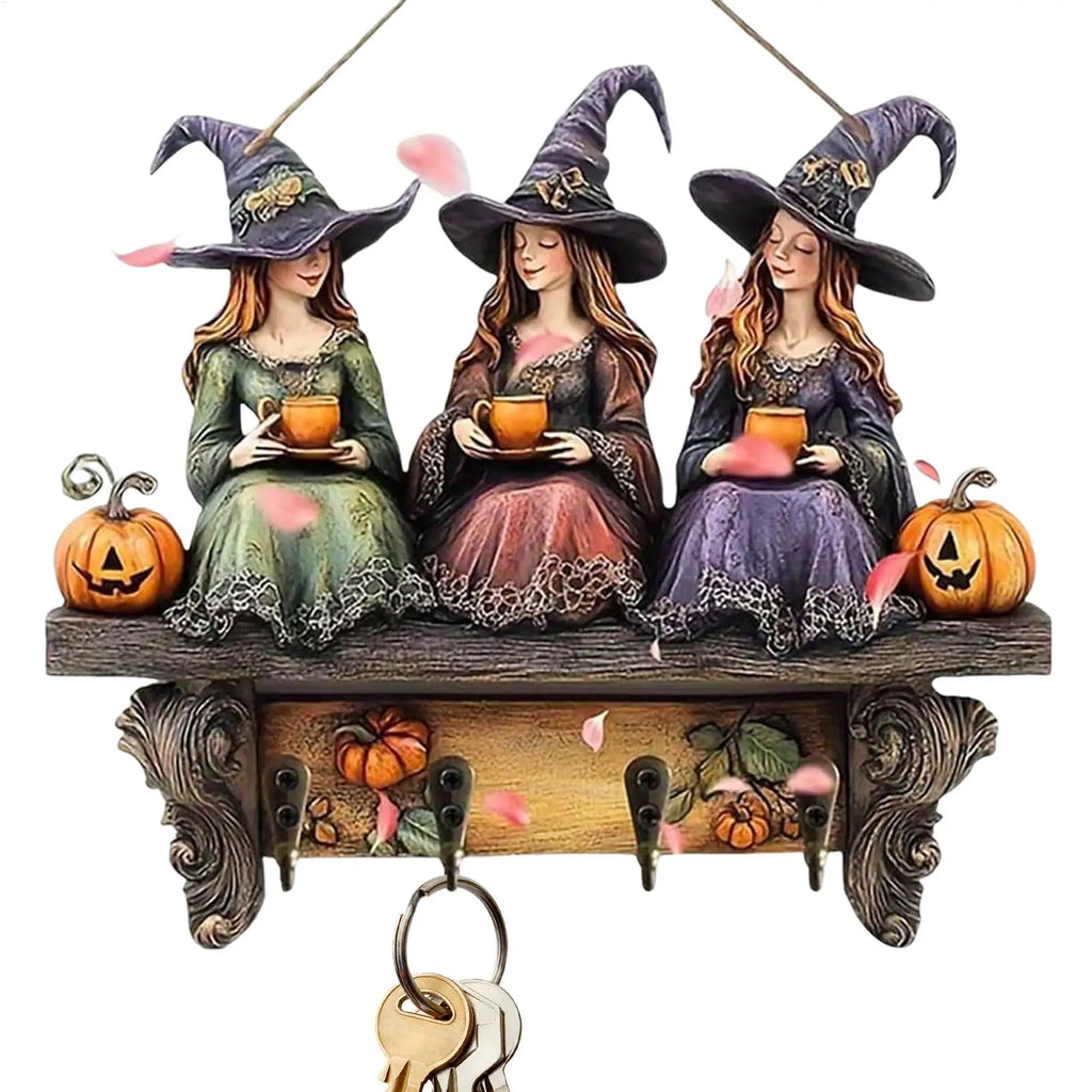 Creative Halloween witch keychain Retro Wall Mounting Keys Holder Jack Zinc Alloy Key Organizer Music Key Storage Frame