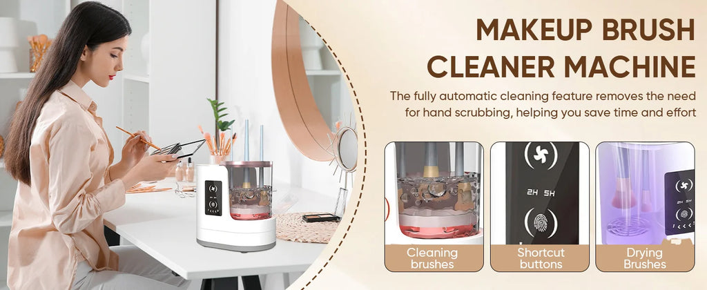 3-in-1 Electric Makeup Brush Cleaner with Dryer & Stand | Automatic USB-Powered Tool for All Brush Sizes Portable Fast-Drying