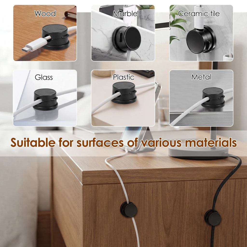 24 Pcs Magnetic Cable Clip Adhesive Wire Clip Cable Management Cord Organizer Wall-Mounted Wire Holder Keeper for Charger Wires