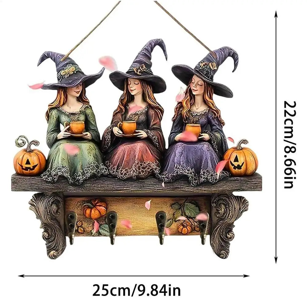 Creative Halloween witch keychain Retro Wall Mounting Keys Holder Jack Zinc Alloy Key Organizer Music Key Storage Frame