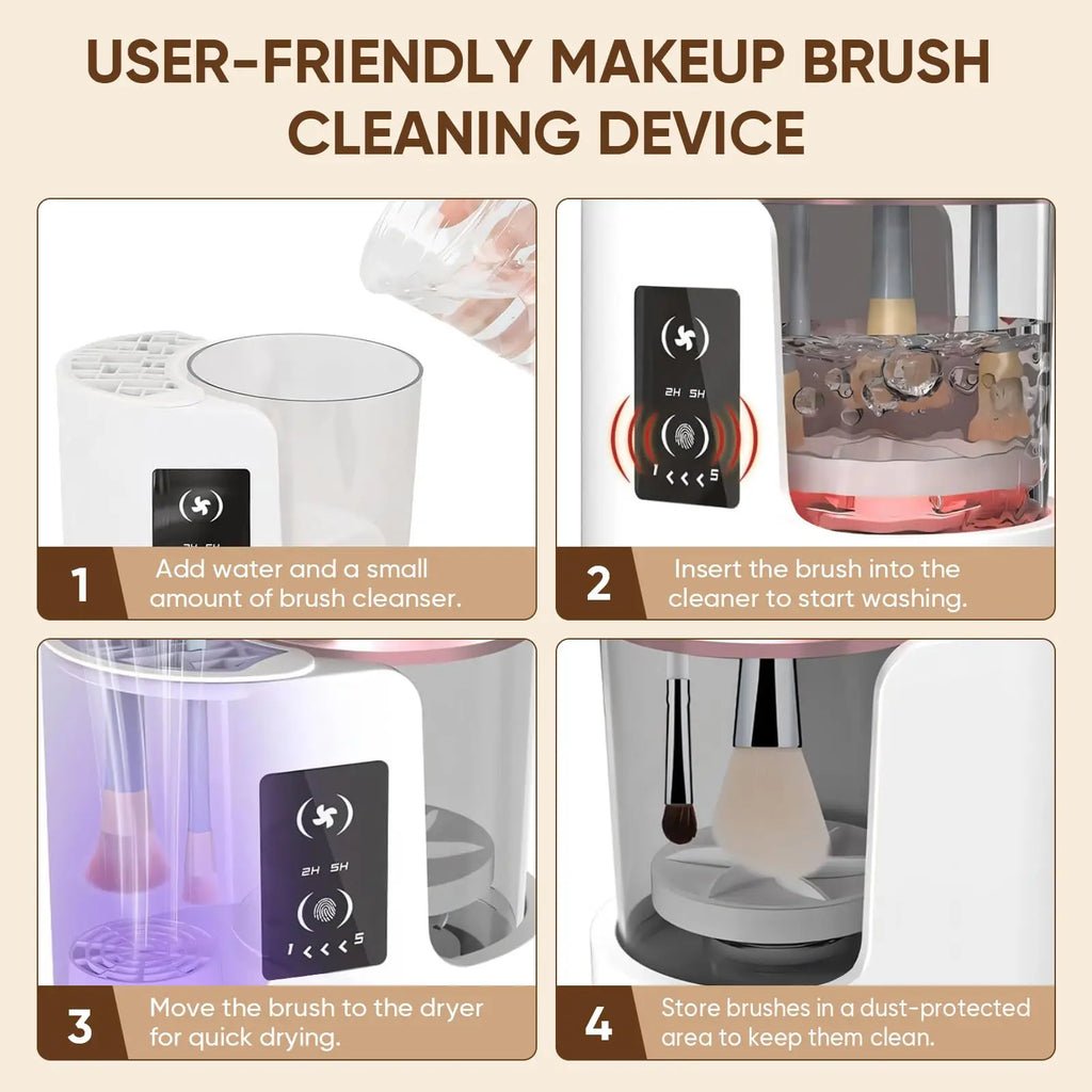 3-in-1 Electric Makeup Brush Cleaner with Dryer & Stand | Automatic USB-Powered Tool for All Brush Sizes Portable Fast-Drying