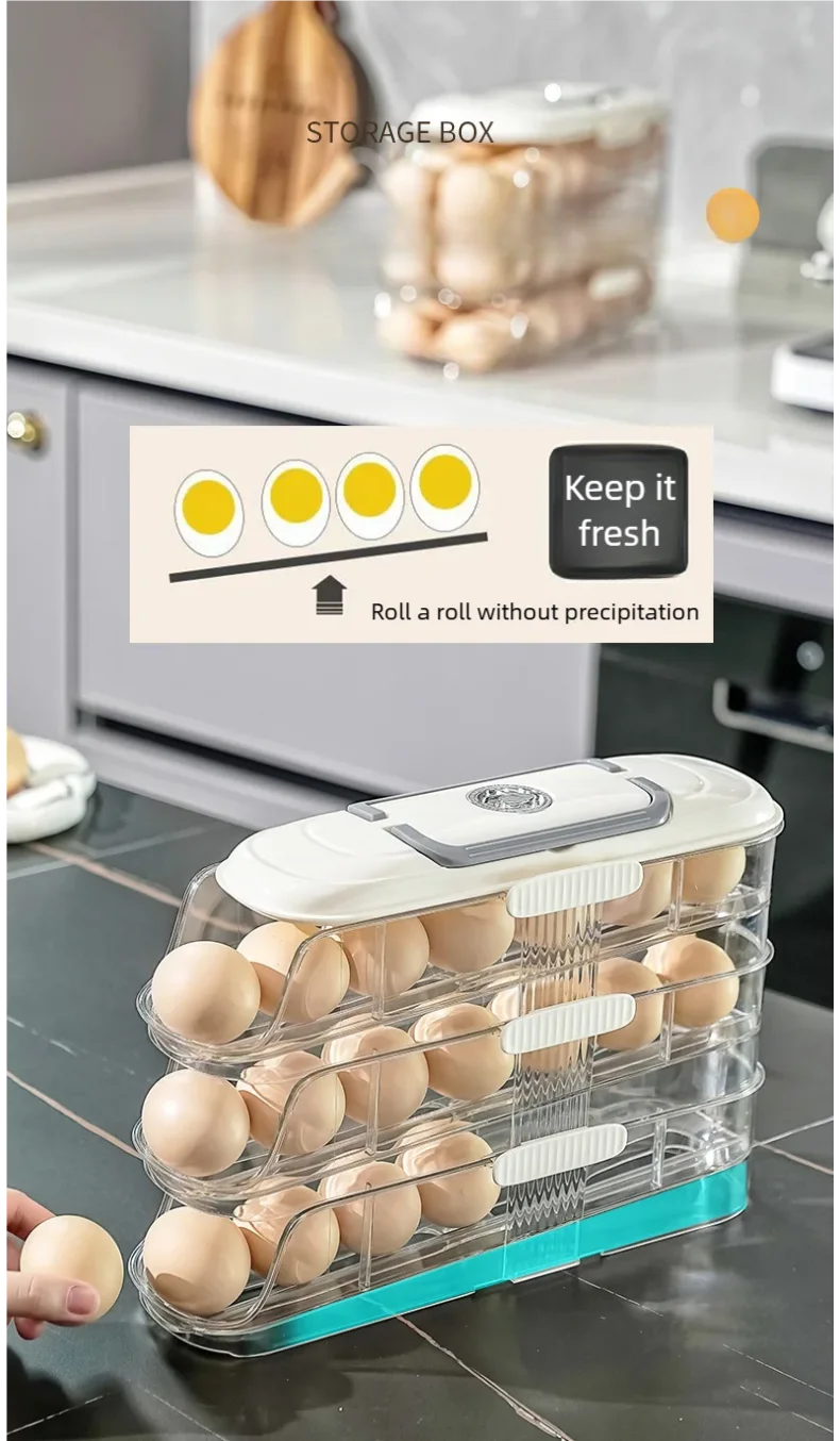 Multi layer combination automatic rolling egg box, refrigerator storage box dedicated side door egg tray,  refrigerator egg rack