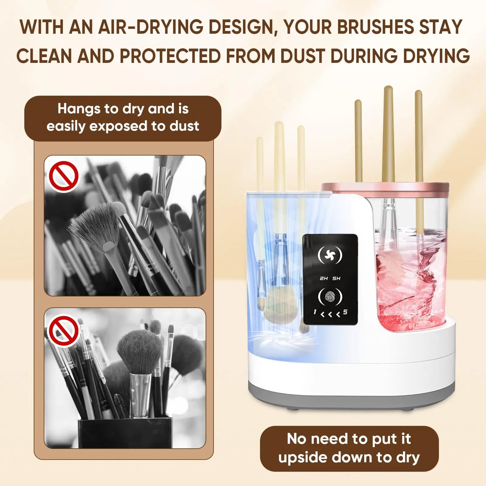 3-in-1 Electric Makeup Brush Cleaner with Dryer & Stand | Automatic USB-Powered Tool for All Brush Sizes Portable Fast-Drying