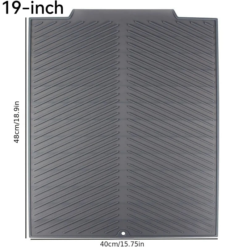 S/M/LSilicone Draining Board Mat Drying Pad Folding Heat  Machine Mat with Raised Edges Countertop Mats Dish for Kitchen Pot Cup