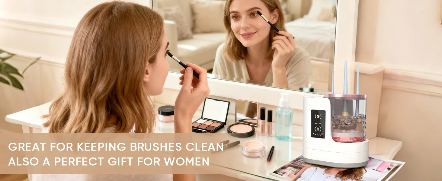 3-in-1 Electric Makeup Brush Cleaner with Dryer & Stand | Automatic USB-Powered Tool for All Brush Sizes Portable Fast-Drying