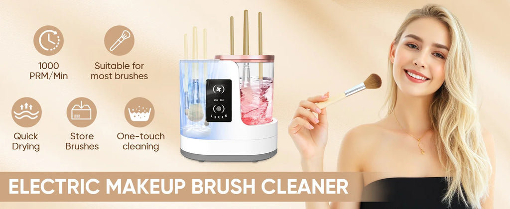 3-in-1 Electric Makeup Brush Cleaner with Dryer & Stand | Automatic USB-Powered Tool for All Brush Sizes Portable Fast-Drying