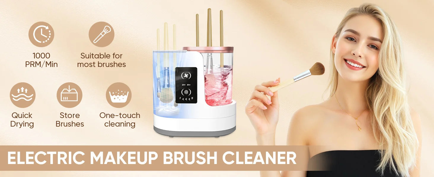 3-in-1 Electric Makeup Brush Cleaner with Dryer & Stand | Automatic USB-Powered Tool for All Brush Sizes Portable Fast-Drying