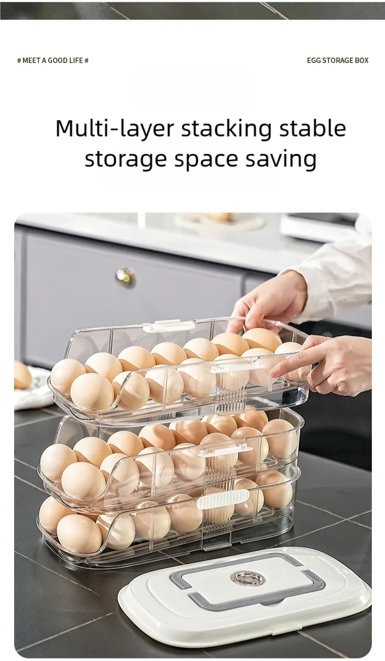 Multi layer combination automatic rolling egg box, refrigerator storage box dedicated side door egg tray,  refrigerator egg rack