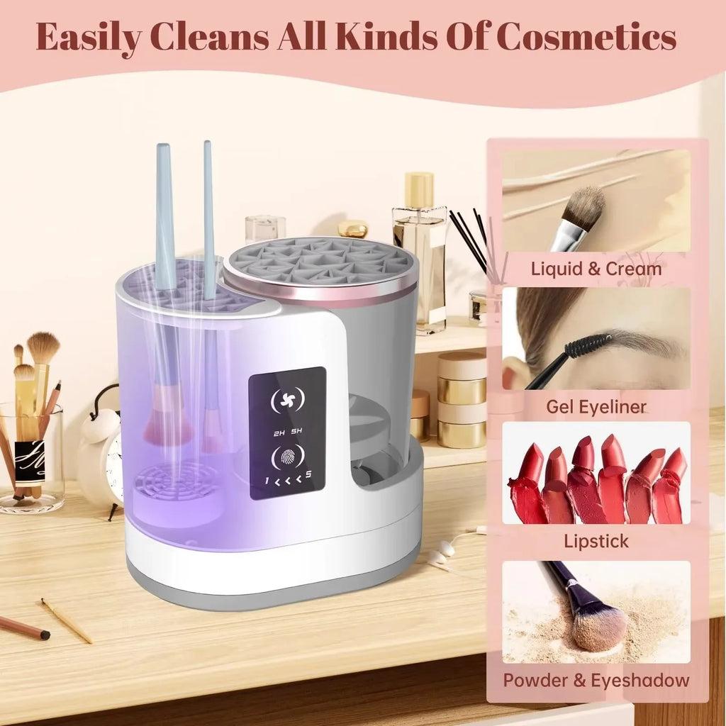 3-in-1 Electric Makeup Brush Cleaner with Dryer & Stand | Automatic USB-Powered Tool for All Brush Sizes Portable Fast-Drying