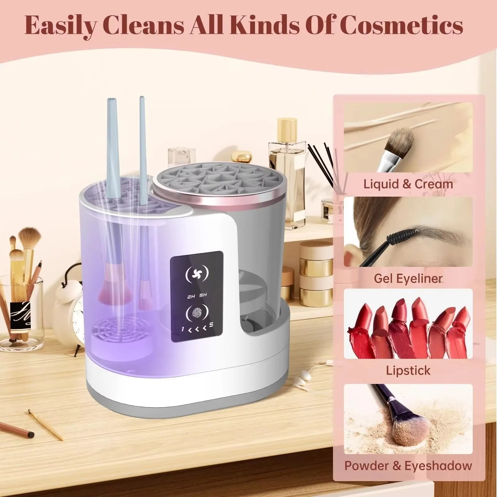 3-in-1 Electric Makeup Brush Cleaner with Dryer & Stand | Automatic USB-Powered Tool for All Brush Sizes Portable Fast-Drying