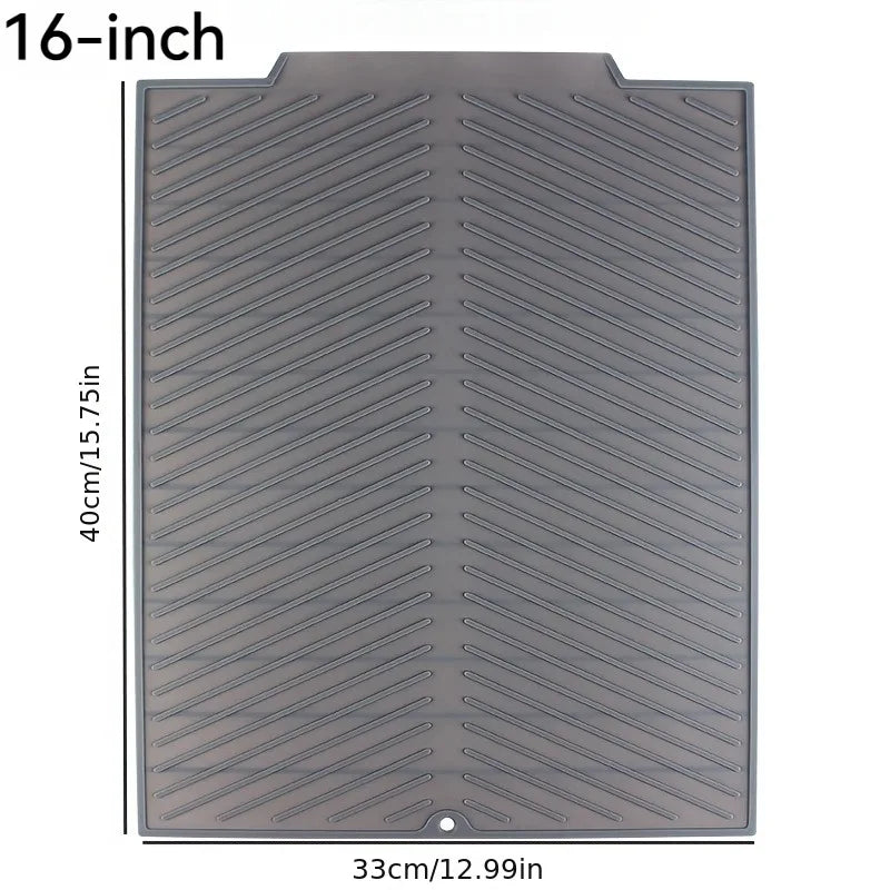 S/M/LSilicone Draining Board Mat Drying Pad Folding Heat  Machine Mat with Raised Edges Countertop Mats Dish for Kitchen Pot Cup