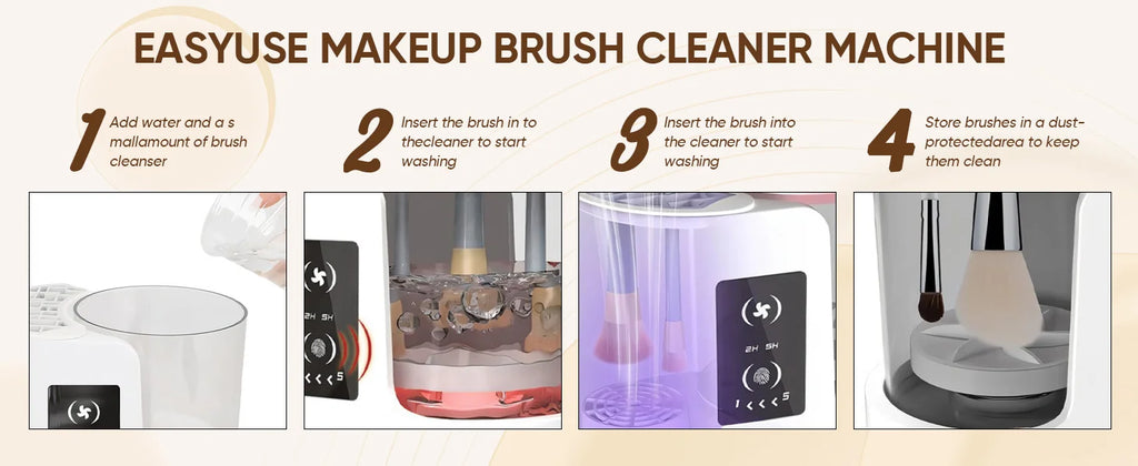 3-in-1 Electric Makeup Brush Cleaner with Dryer & Stand | Automatic USB-Powered Tool for All Brush Sizes Portable Fast-Drying